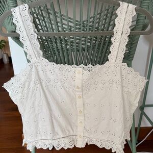 DOEN X Gap White Eyelet Lace Tank Top